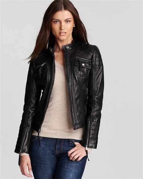 michael michael kors leather jacket|michael kors leather jacket women's.